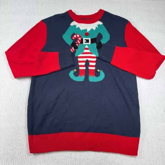 H&M Knit Elf design with Bells Christmas Sweater Small Christmas Sweater Party - Picture 1 of 10
